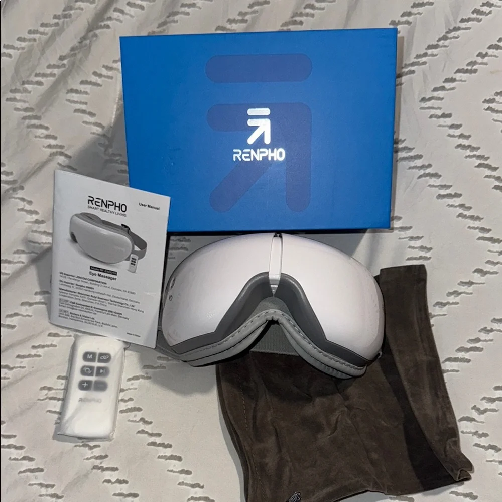 NEW Renpho Eye Massager Fatigue Relief Pressure Heath Bluetooth Music White Grey